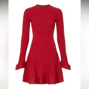 Esteban Cortazar Red Bell Sleeve Dress